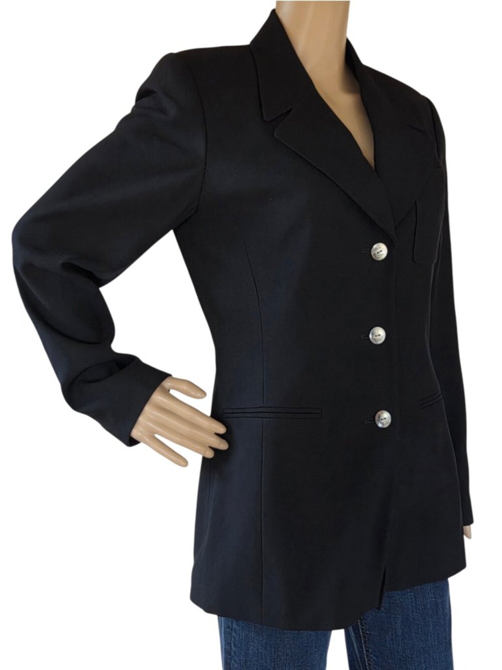 KASPAR Blazer Jacket Women's Size 4 Fitted Black Lined Career Business
